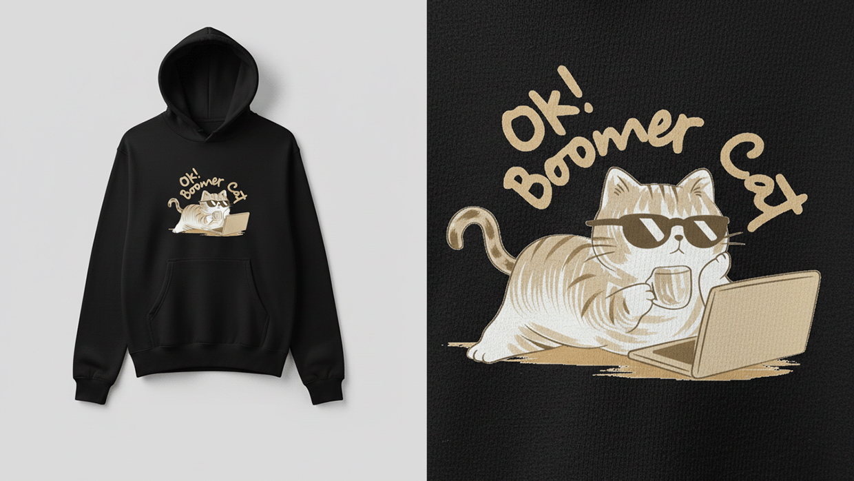 Kawaii Cat Dab T-Shirt Design – Cute Meme Style Image 0