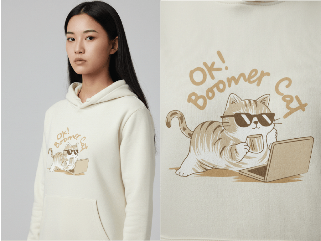 Kawaii Cat Dab T-Shirt Design – Cute Meme Style Image 1
