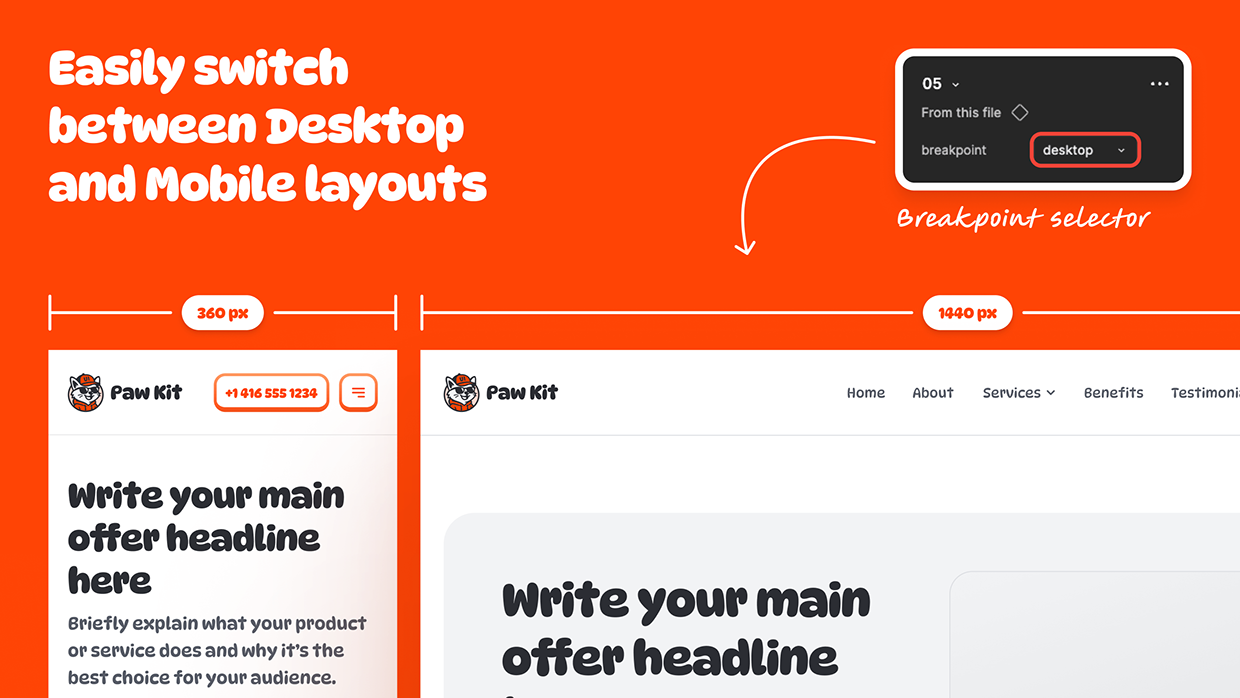 Landing Page Wireframe Kit for Figma Image 1