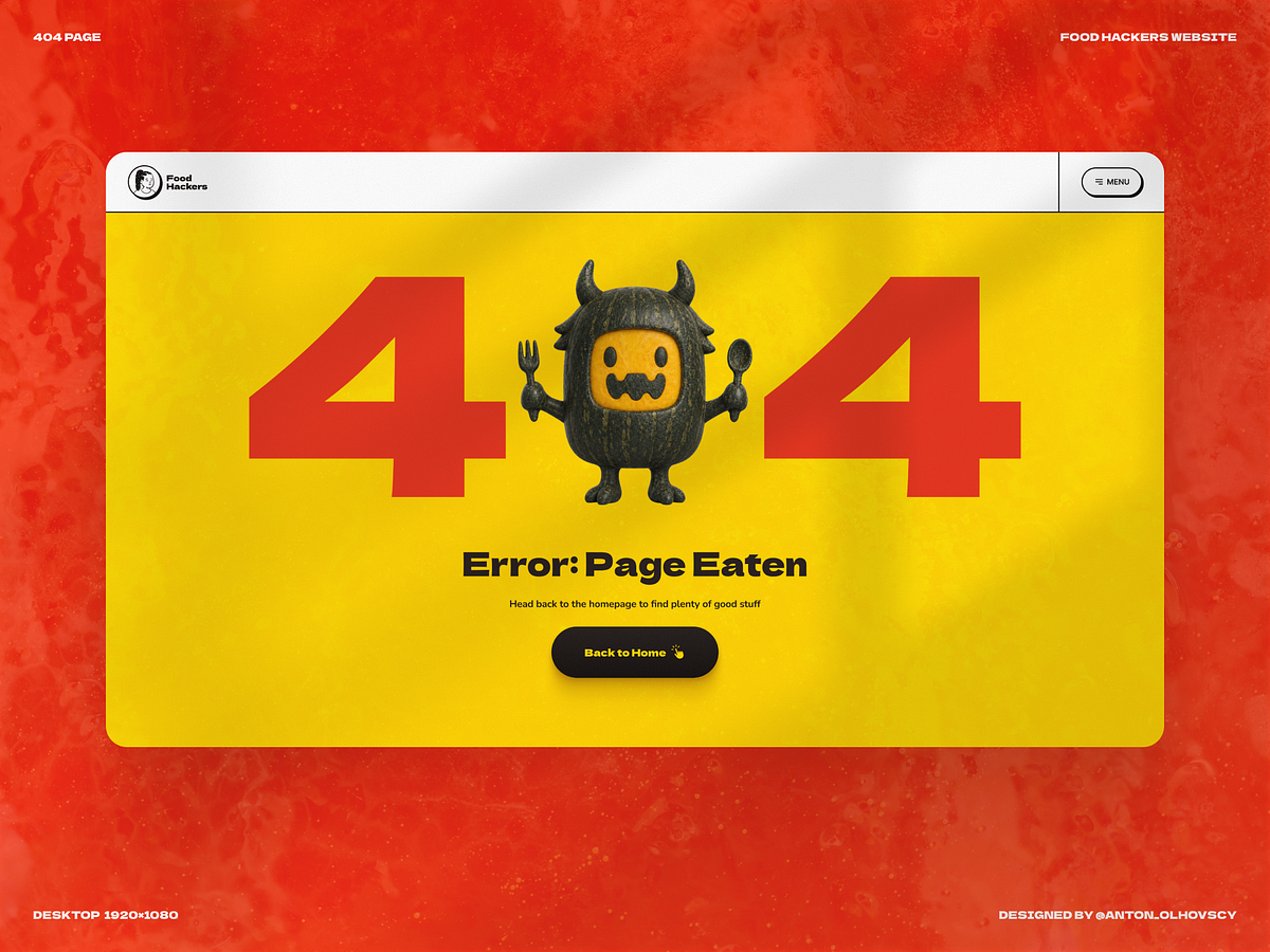 404 Error Page Design for a Food & Nutrition Website