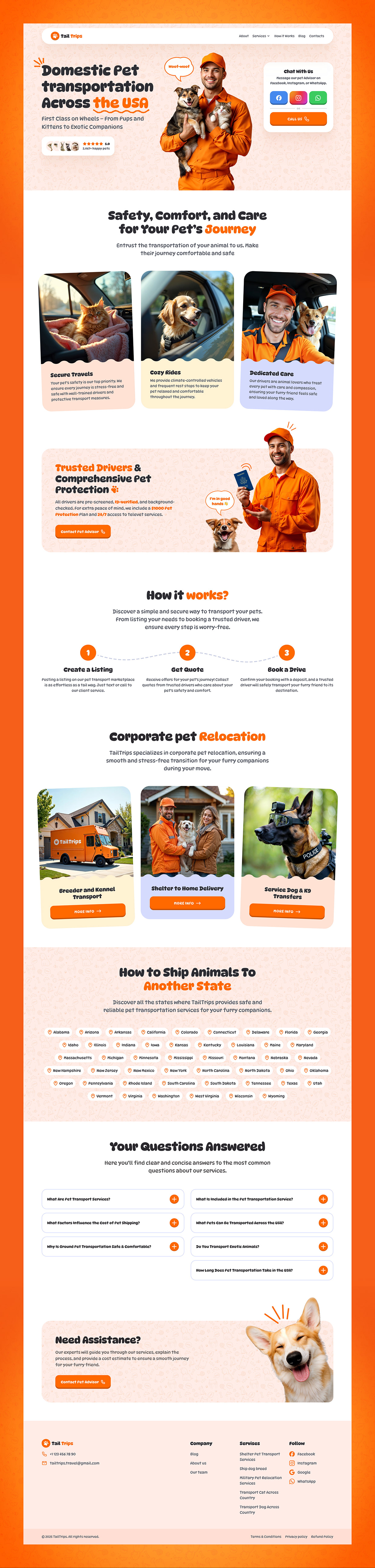 Tail Trips Pet Transportation Website Design Image 0