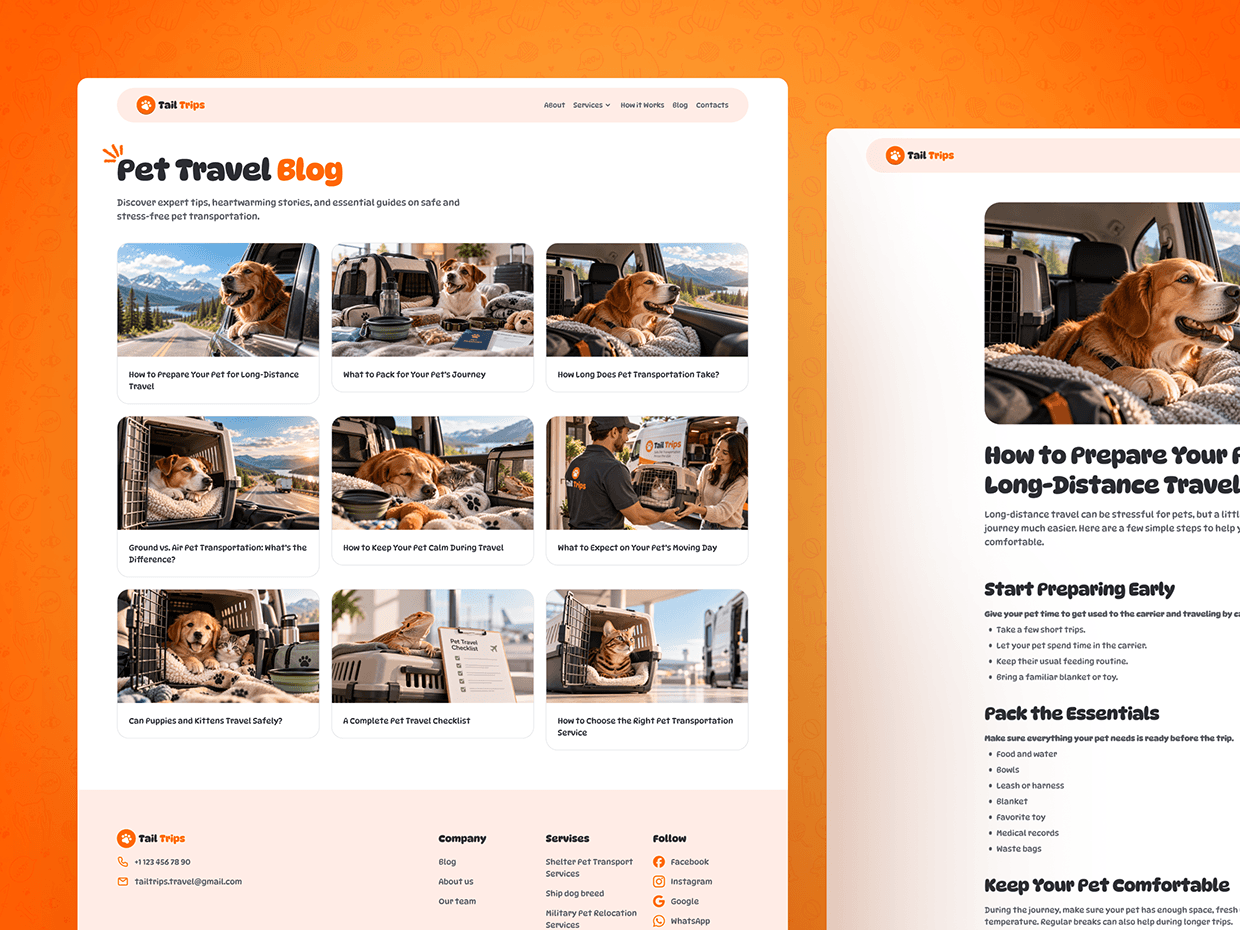 Tail Trips Pet Transportation Website Design Image 3