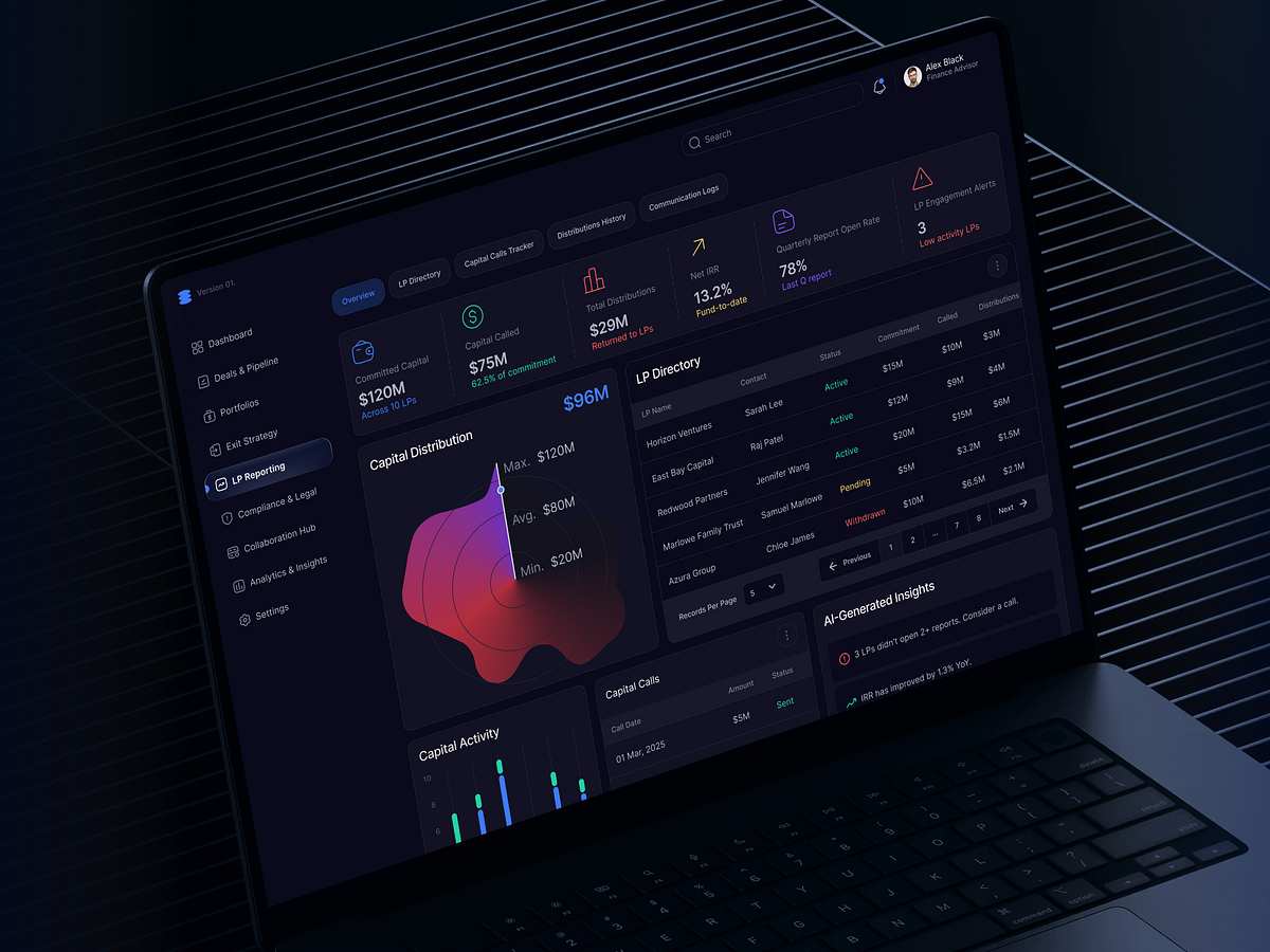 FundFlow: VC/PE Fund Management Dashboard UI/UX Image 2