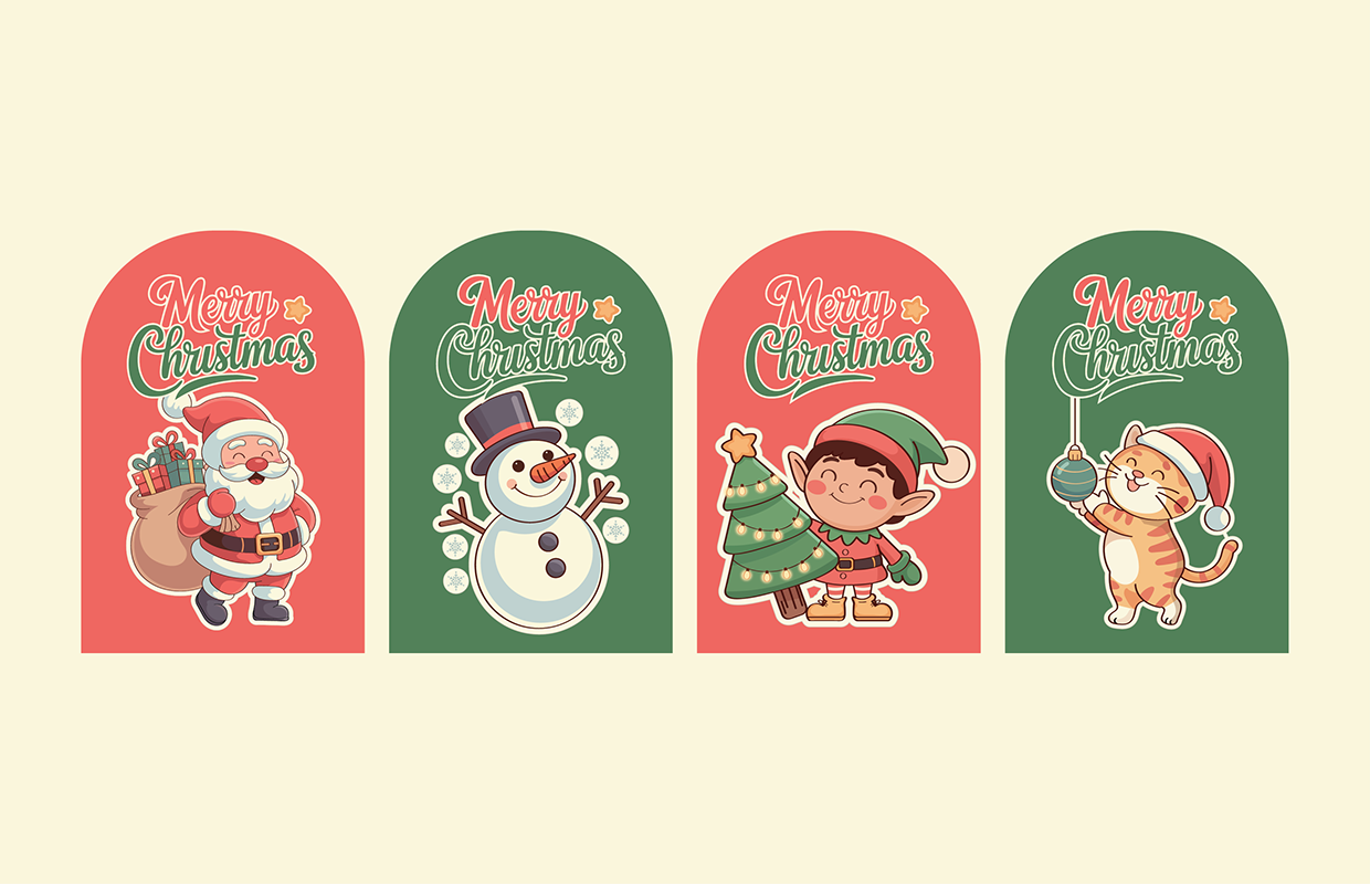 Cute Vintage Christmas Arch Card & Gift Tag Image 0