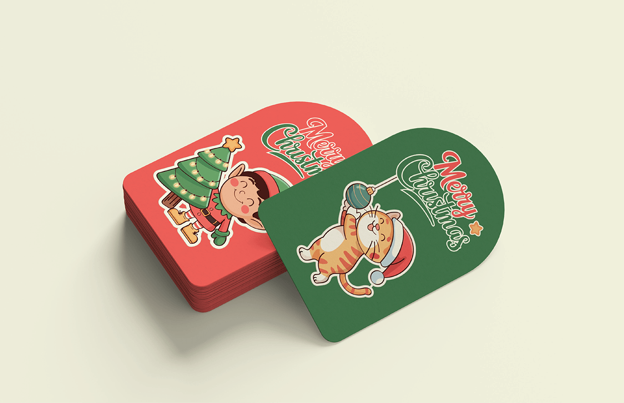 Cute Vintage Christmas Arch Card & Gift Tag Image 1