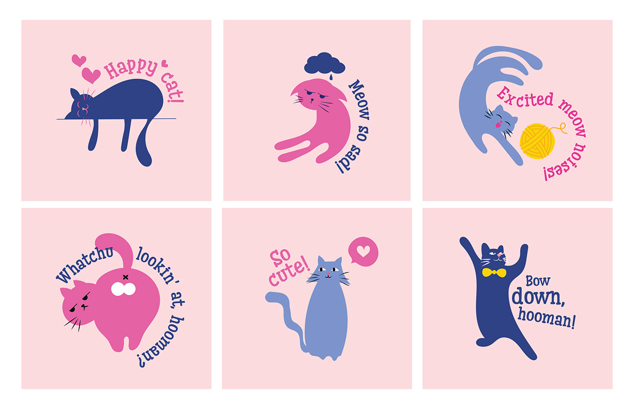 Funny Cat! Flat Vector Art Bundle & Merchandise Mockups Image 6