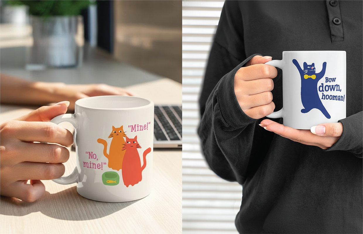 Funny Cat! Flat Vector Art Bundle & Merchandise Mockups Image 10