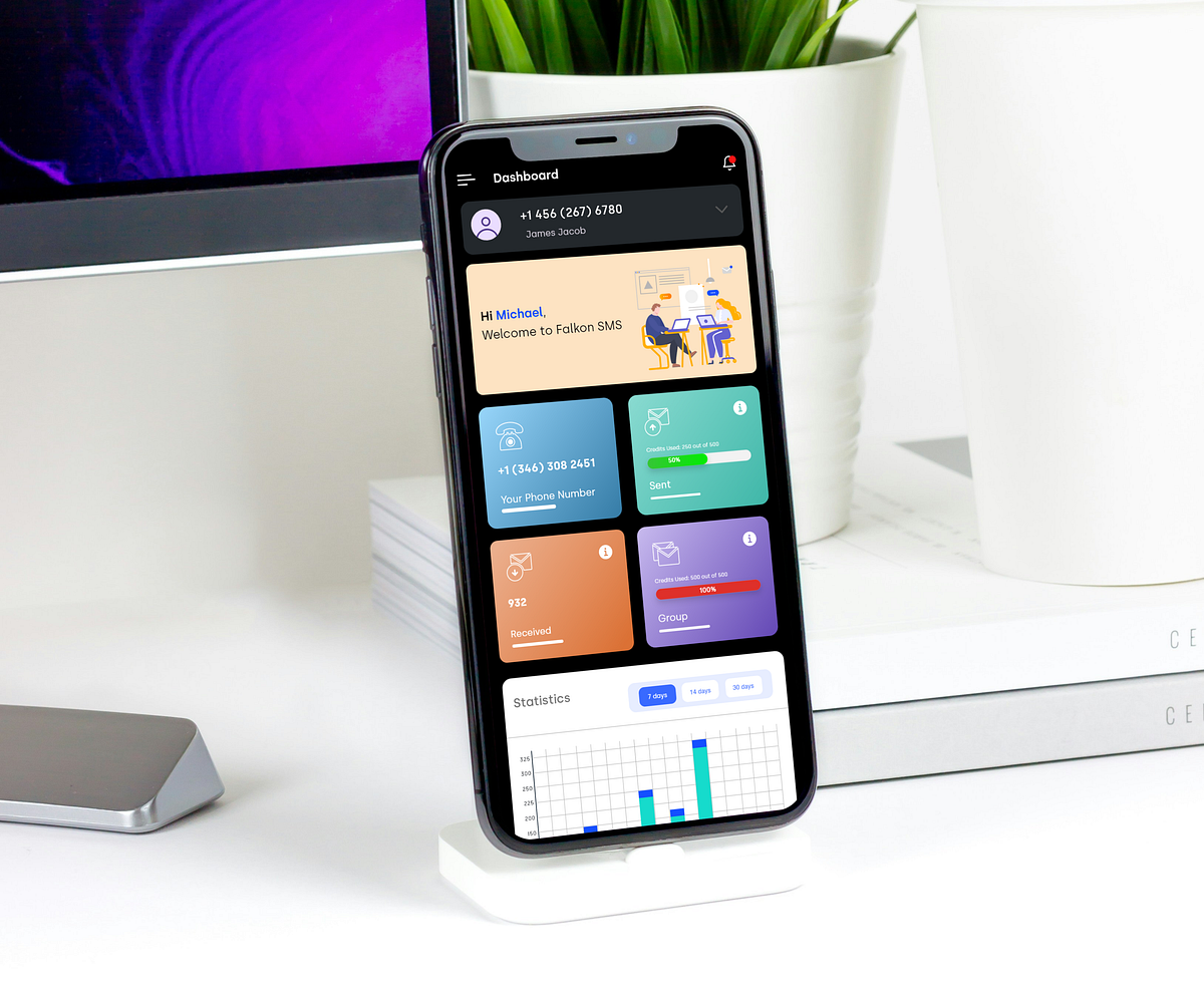 Next-Gen Business Messaging Dashboard – Dark Mode UI