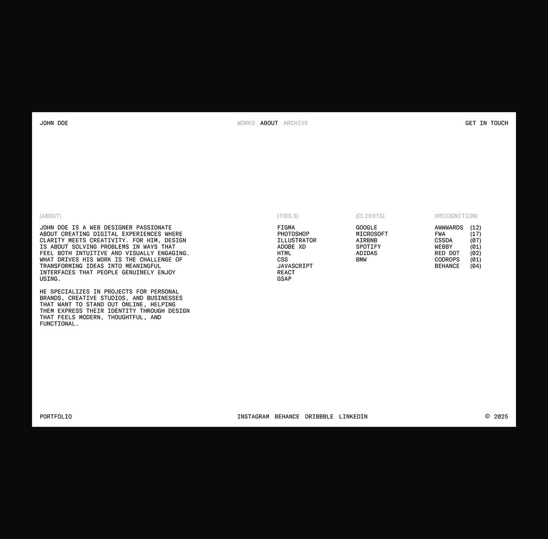 UI Concept for a Web Designer Portfolio Image 0