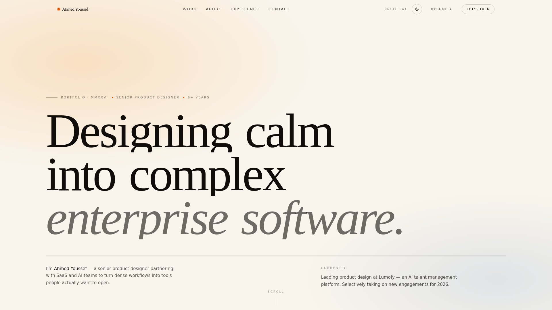Ahmed Youssef — Senior Product Designer | Enterprise SaaS, AI & Fintech