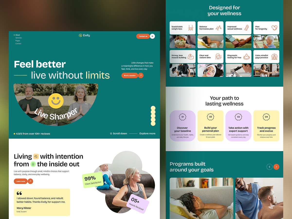 Ewlly - Wellness landing page concept 🌿