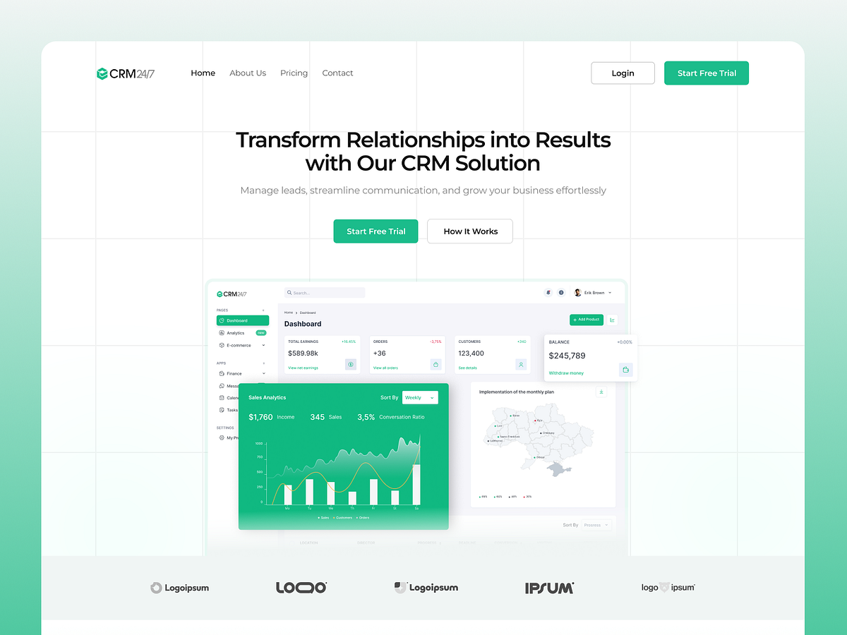 CRM Landing page design