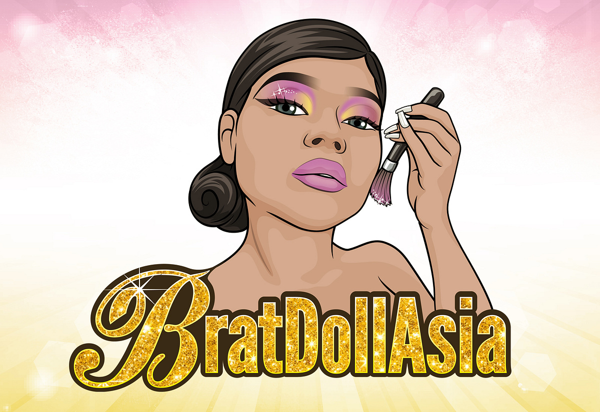 Makeup Artist  Cartoon Portrait Logo