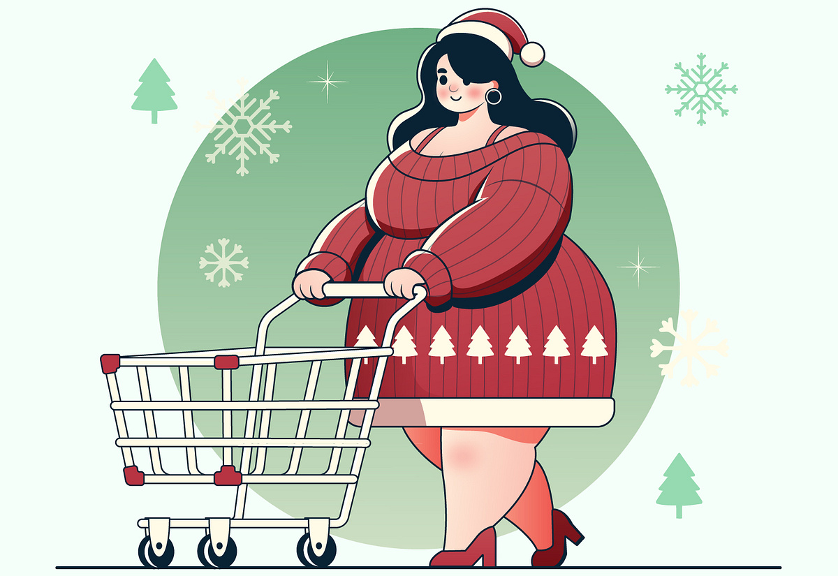 Cartoon Female Shopping | Flat Illustration Art Style