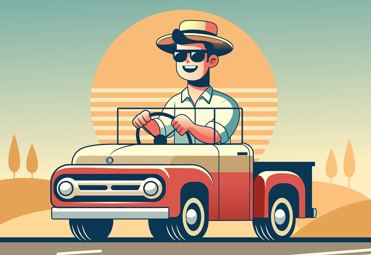 Happy Cartoon Male Driver Illustration