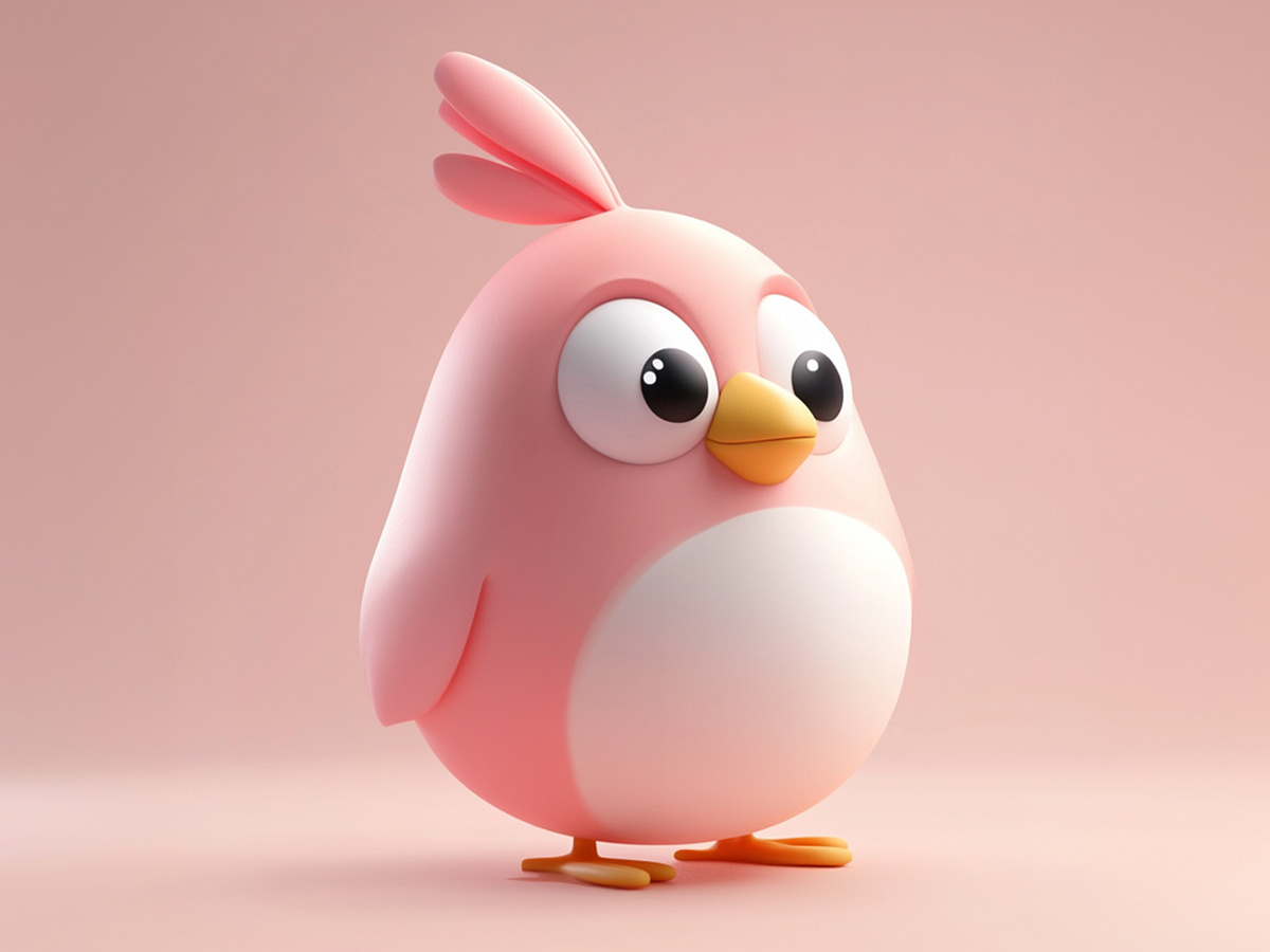 3D Cartoon Bird Render | Cute Bird in Pastel Colors