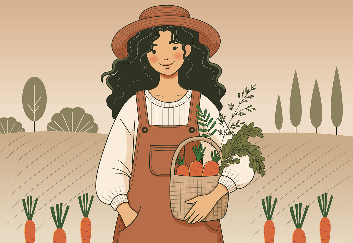 Female gardener vector art design