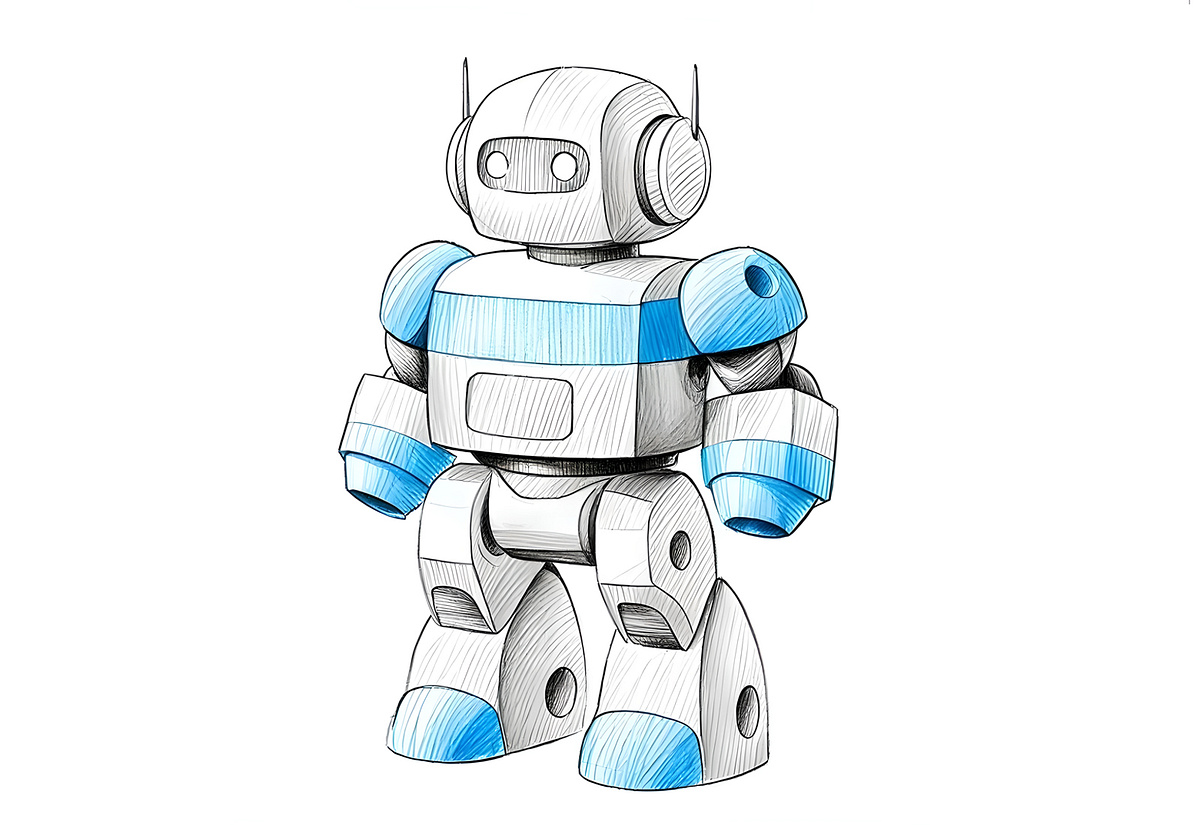 Unique Robot Sketch Illustration