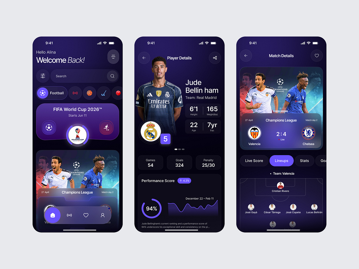 Sports Live Score App Design