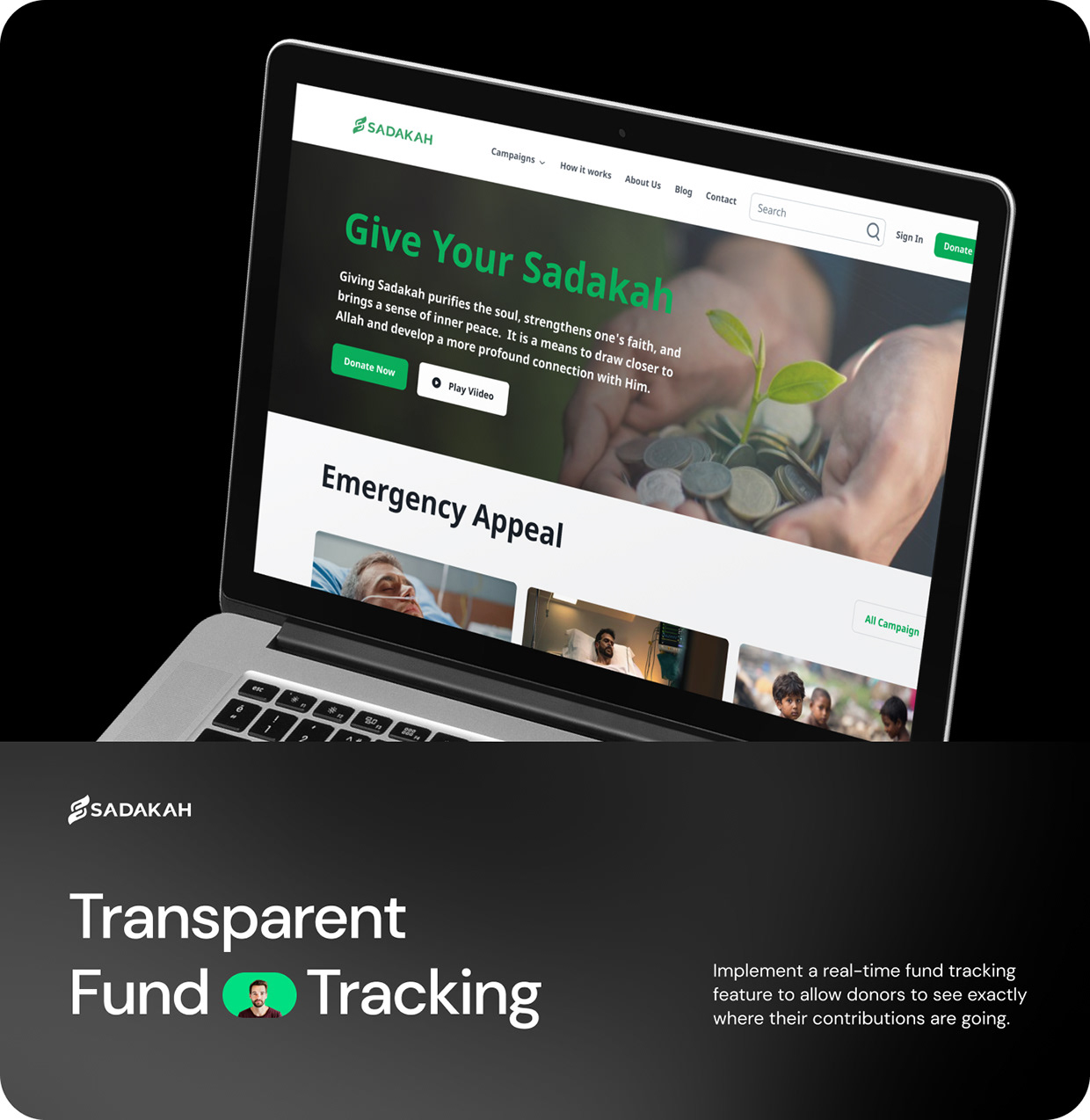 Sadakah - medical crowdfunding UX/UI design case study Image 1
