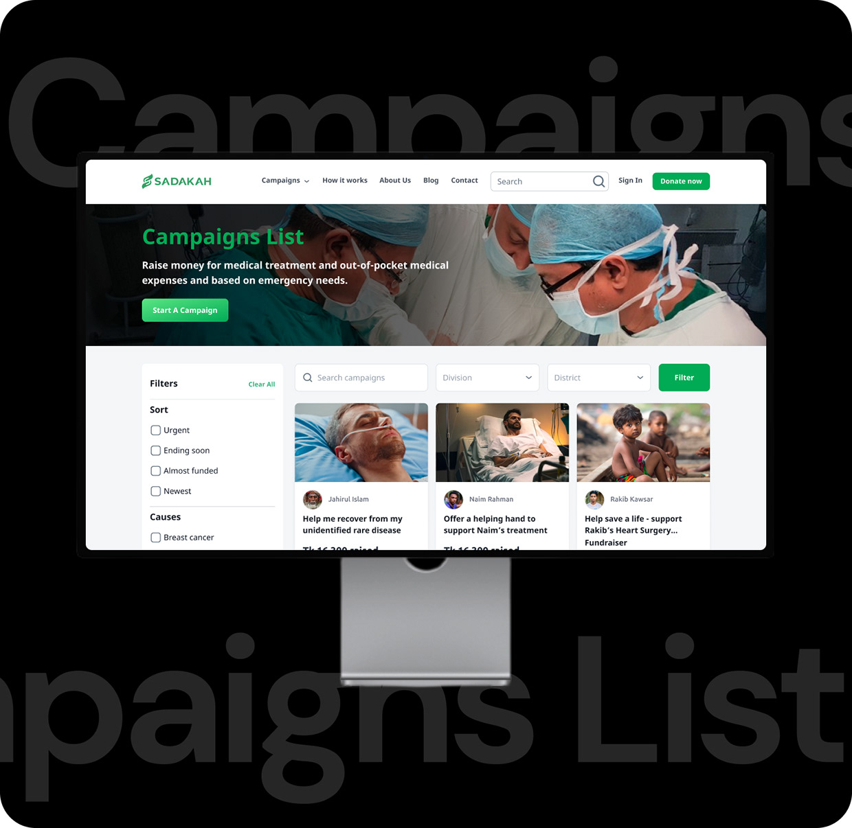 Sadakah - medical crowdfunding UX/UI design case study Image 3
