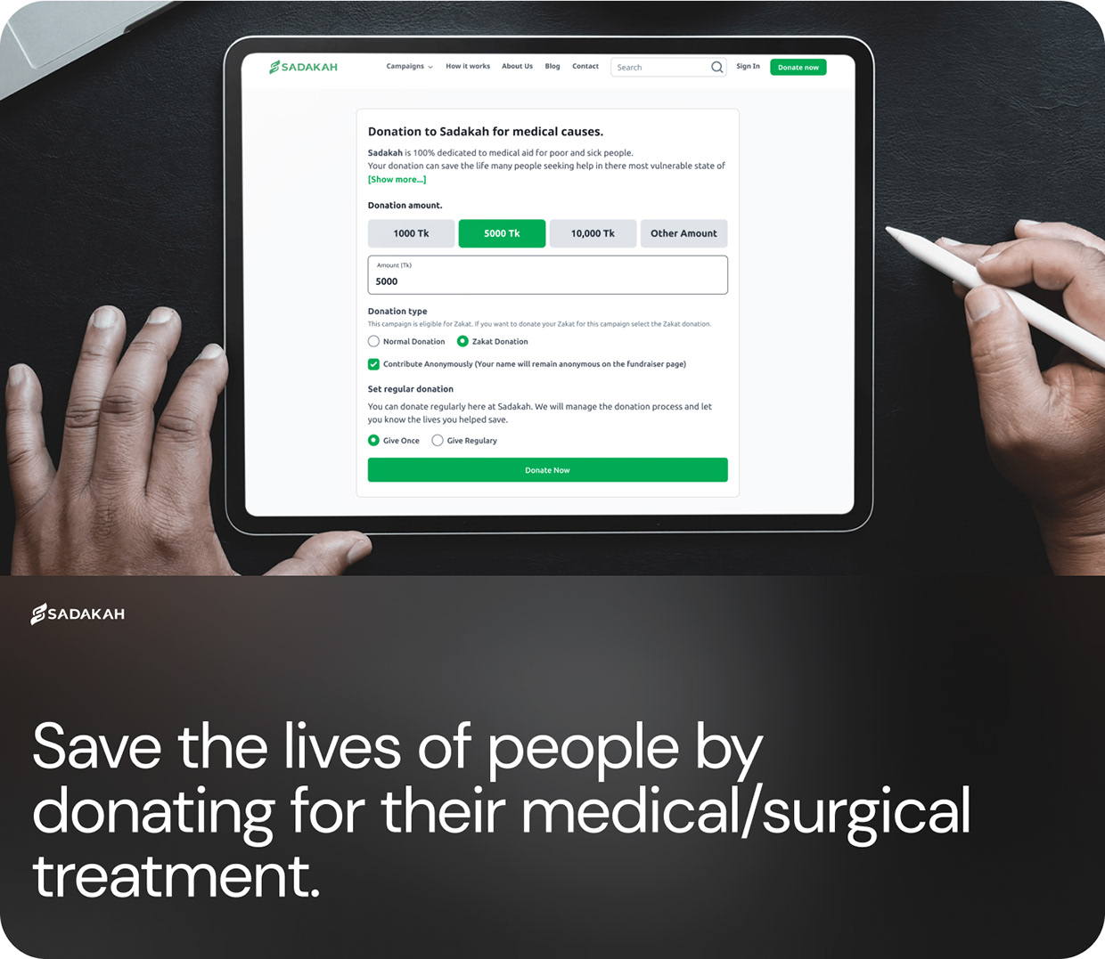 Sadakah - medical crowdfunding UX/UI design case study Image 9