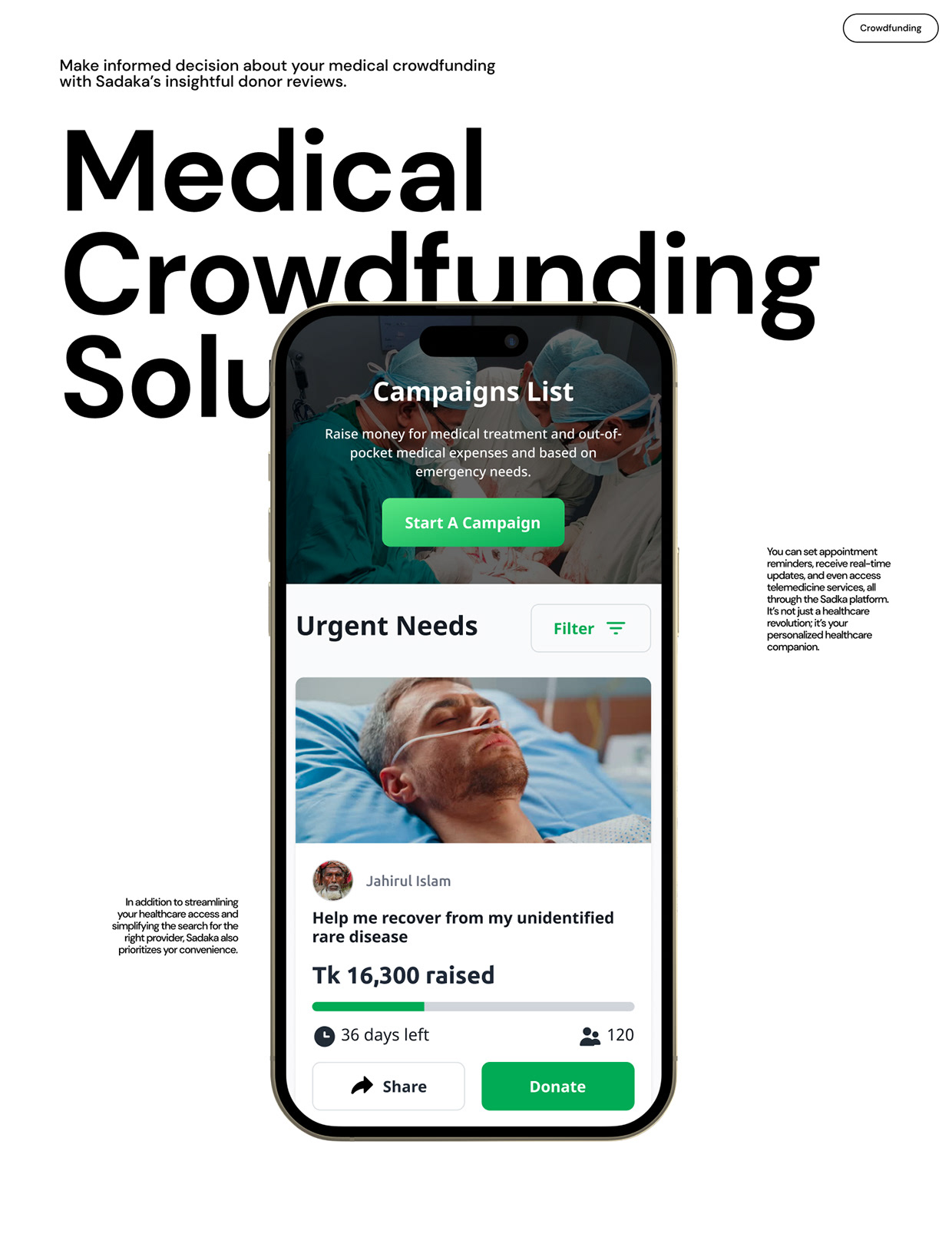 Sadakah - medical crowdfunding UX/UI design case study Image 12
