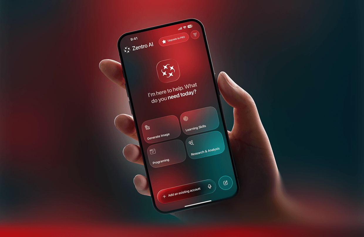 Zentro Al — AI Assistant Mobile App UI/UX Image 0