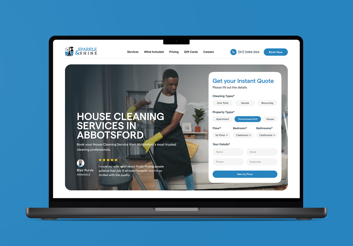 House Cleaning Services Website Design Image 1