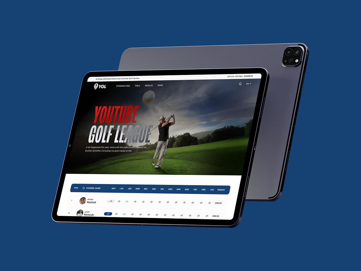 Modern Golf Tournament Website Design for Sports League Image 2