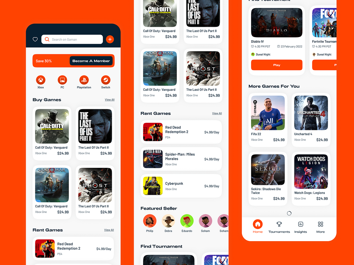 Buy, Sell and Rent Games App UI Design Image 0