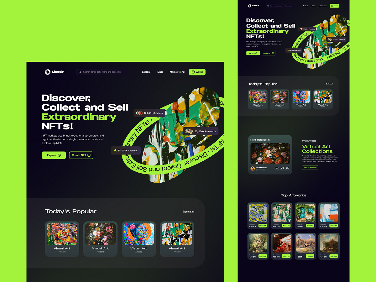 NFT Marketplace Landing Page UI Design