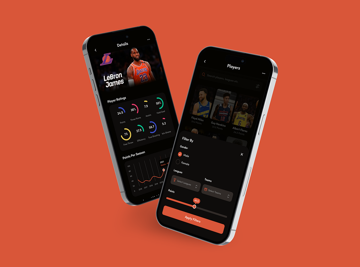 Basketball Sports Mobile App UI UX Design