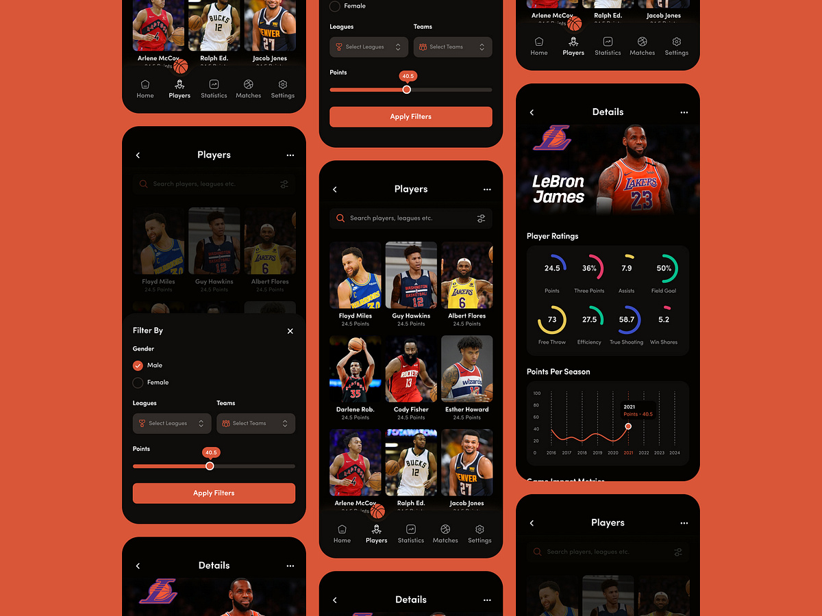 Basketball Sports Mobile App UI UX Design Image 2