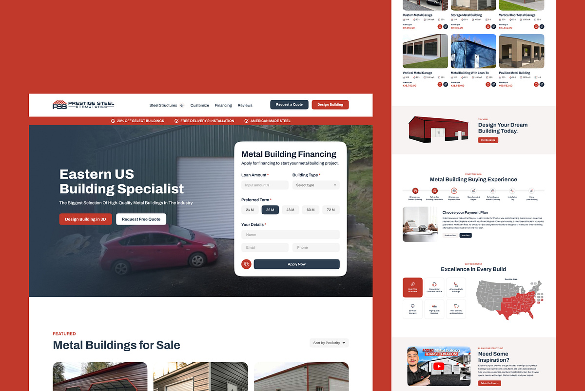 Metal Building Construction Company Website Design Image 0