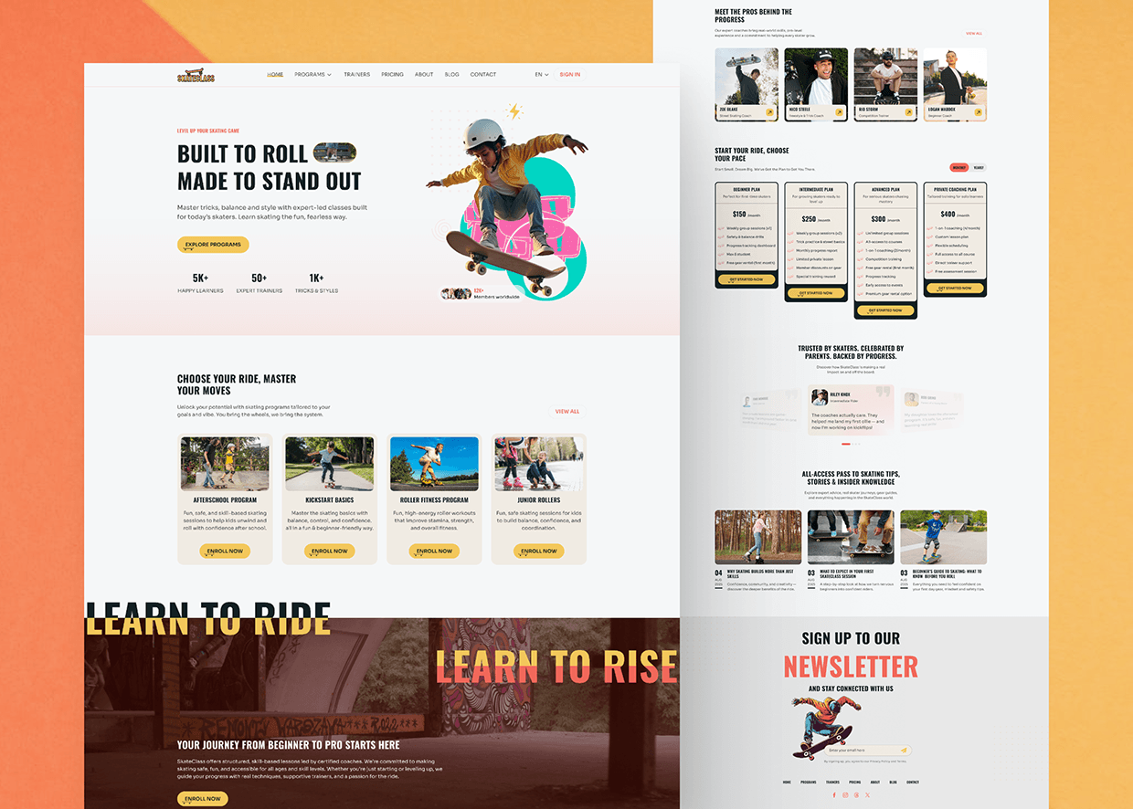 Skating School - CMS UI/UX Design
