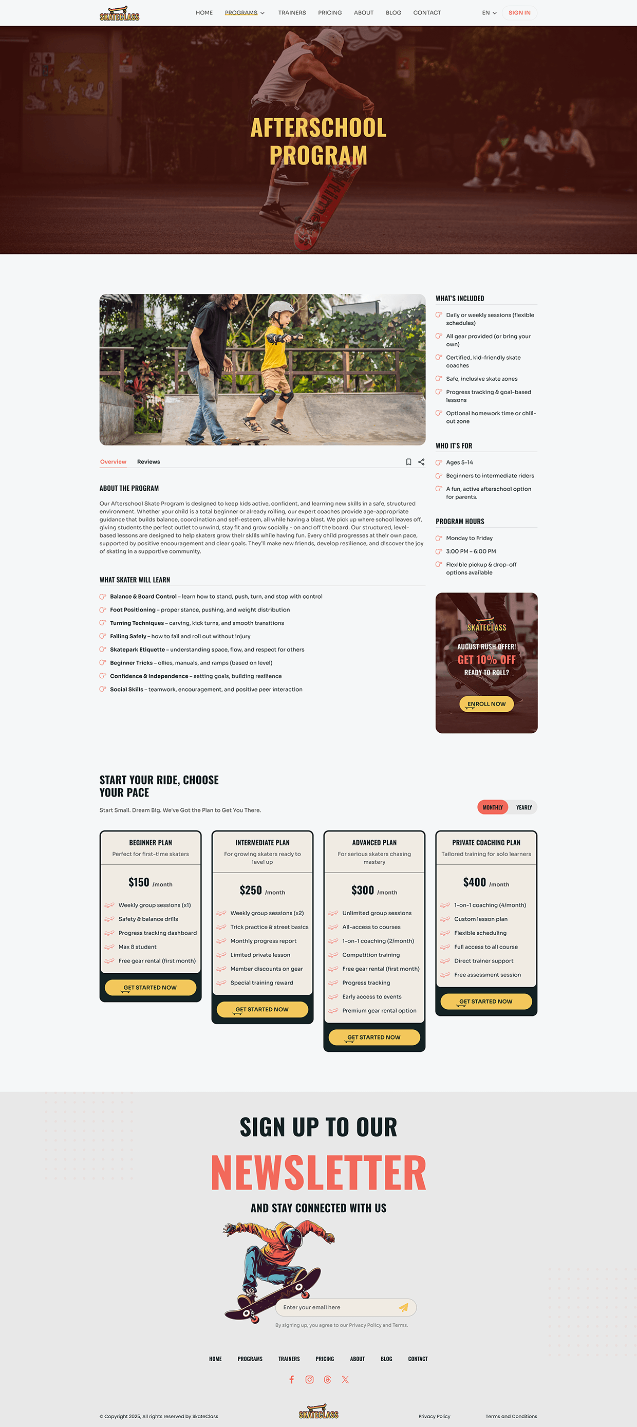 Skating School - CMS UI/UX Design Image 1