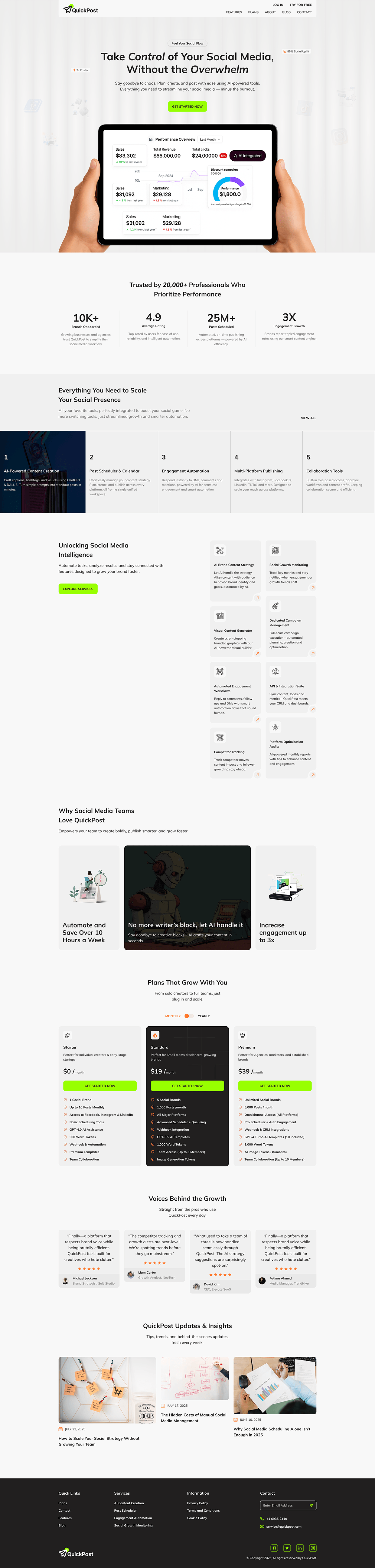 QuickPost — Post Scheduler SaaS Website UI Design Image 0