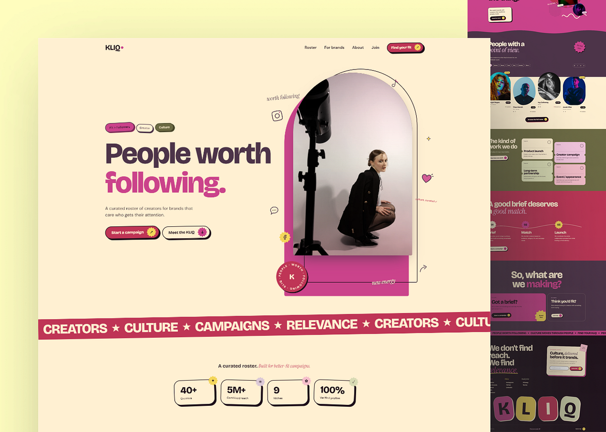 KLIQ - Creator Management Website UI Design Image 0