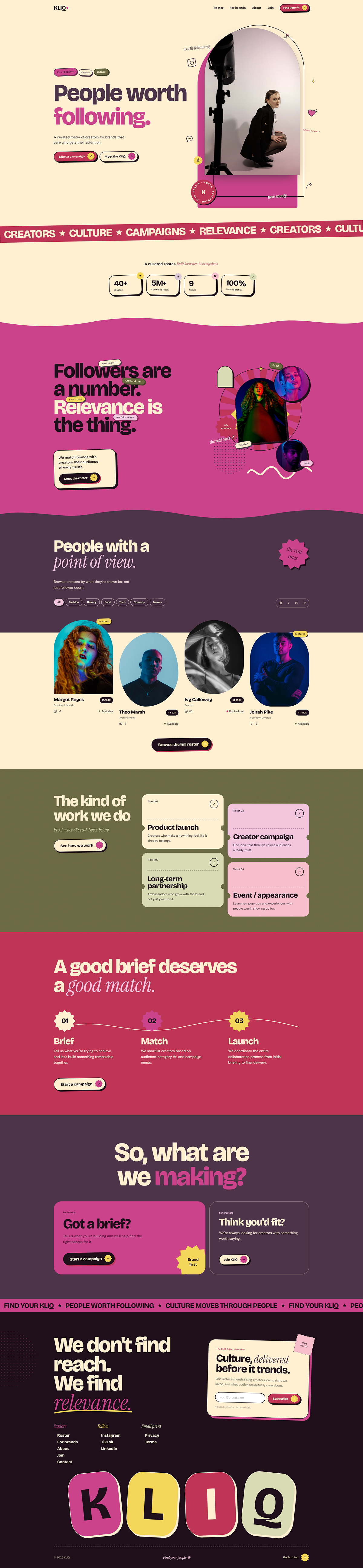 KLIQ - Creator Management Website UI Design Image 1