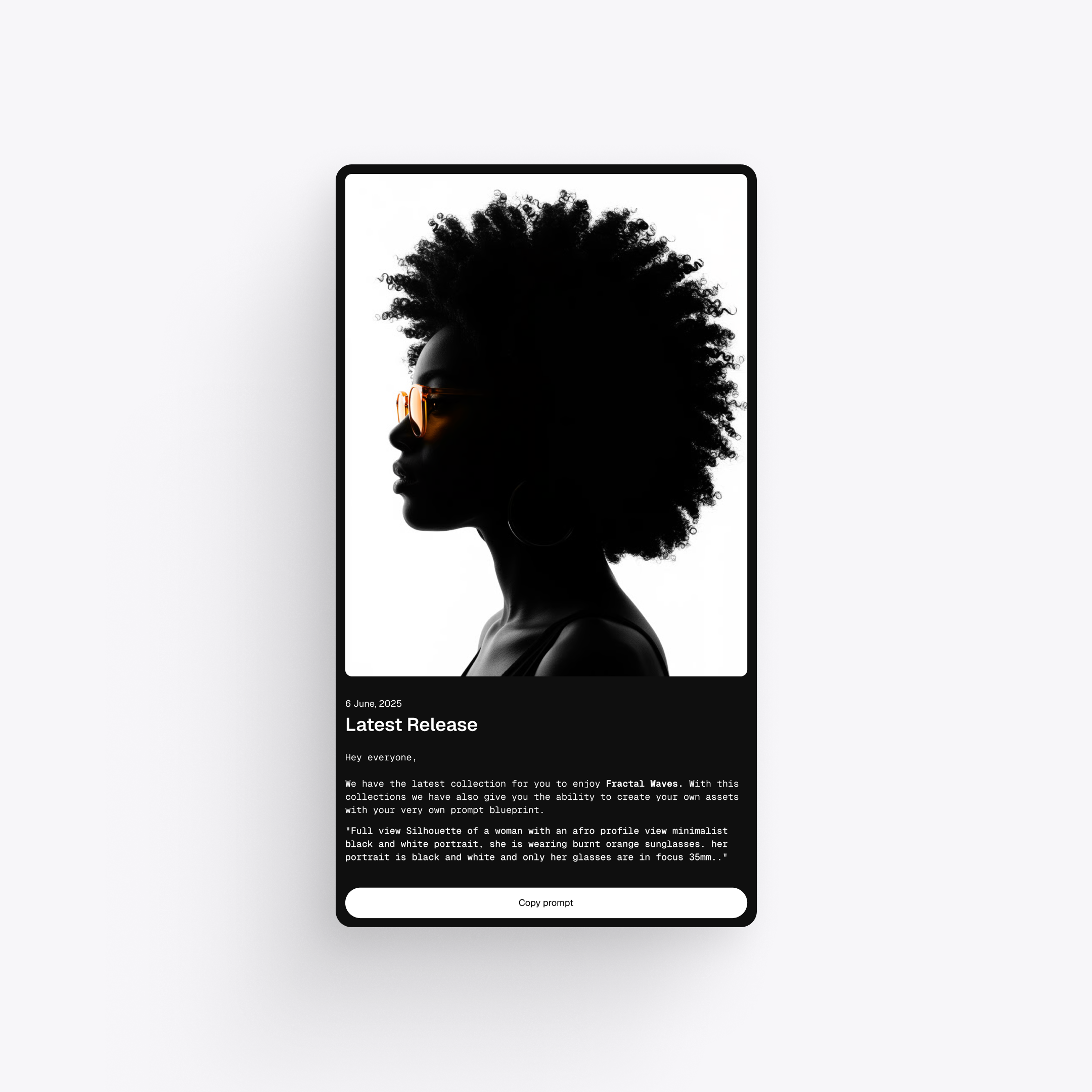 Newsletter email card