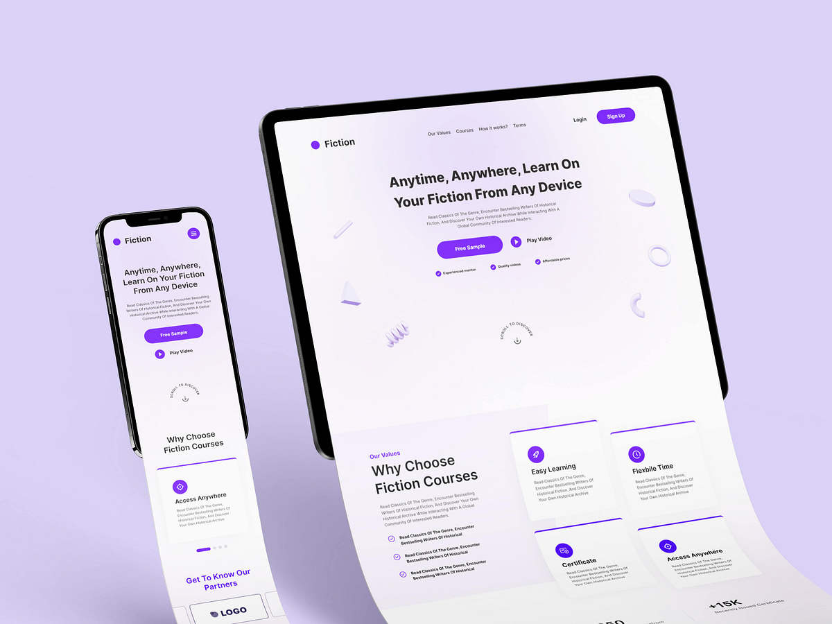 Fiction online courses landing page