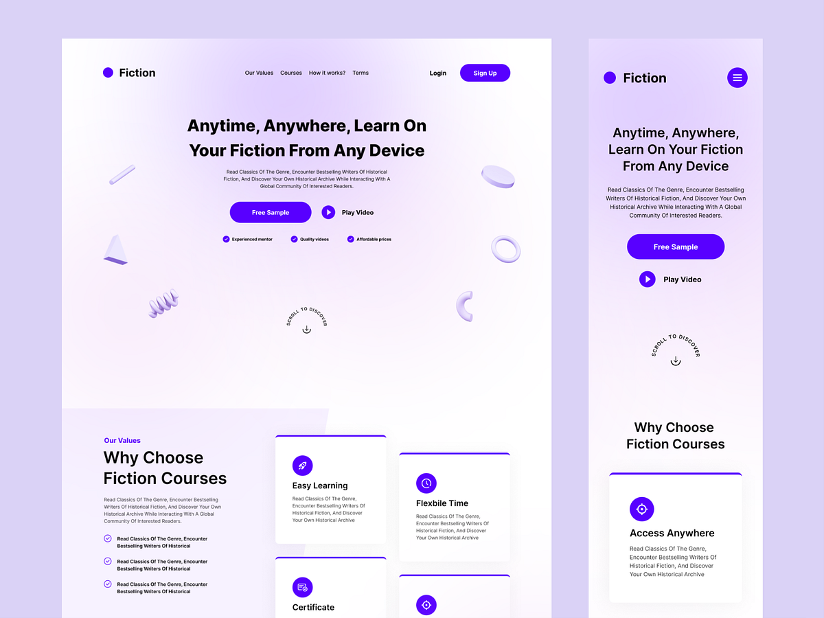 Fiction online courses landing page Image 0