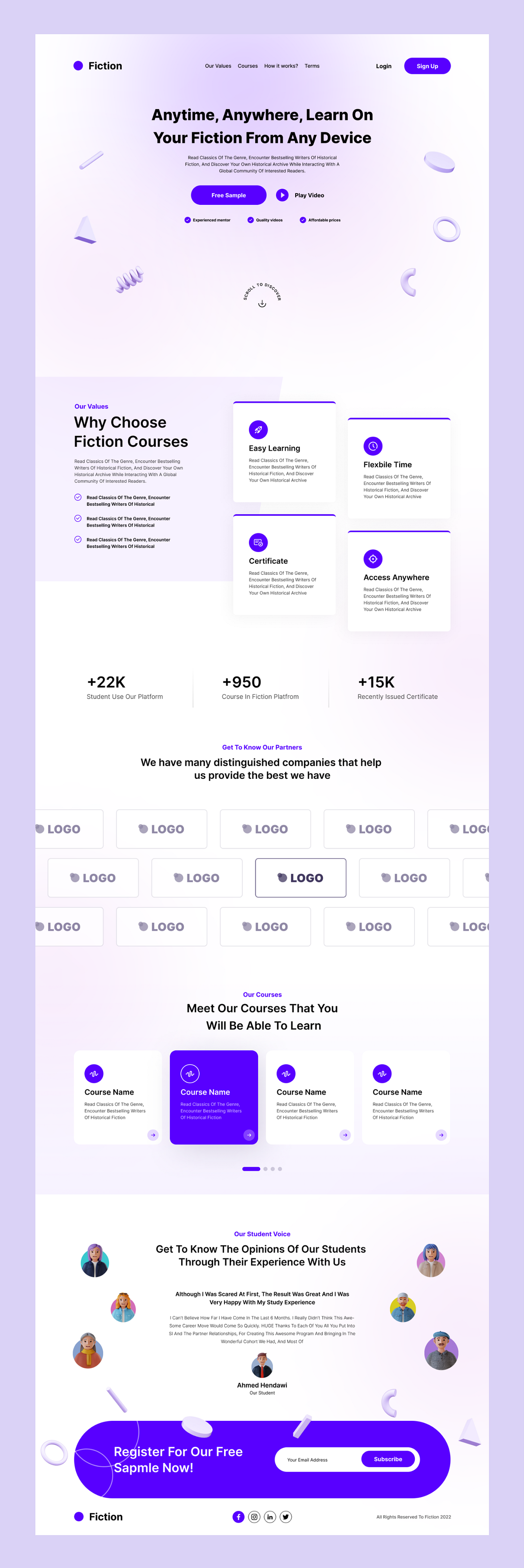 Fiction online courses landing page Image 1