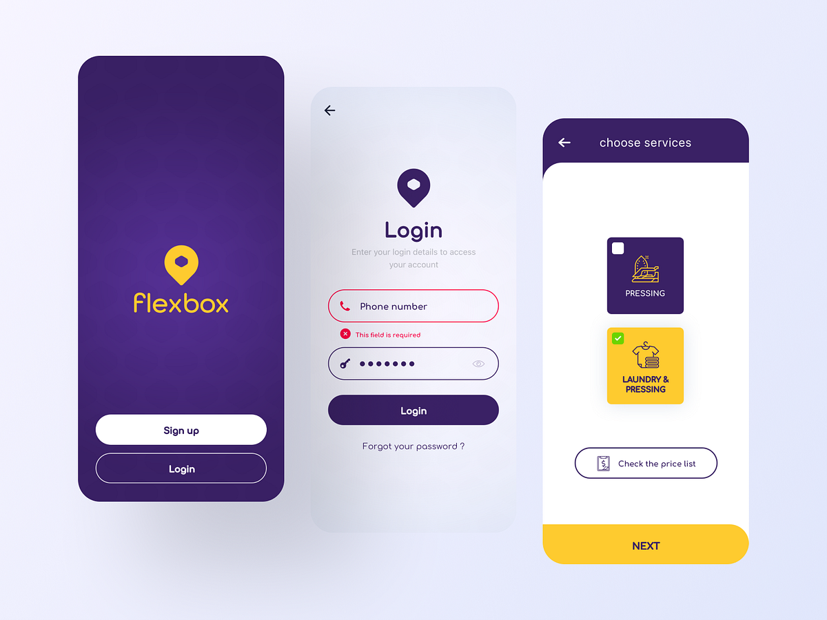 flexbox App UI/UX Design Image 1
