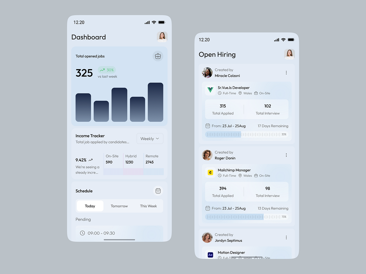 Mobile App UI — HR & Hiring Platform Design