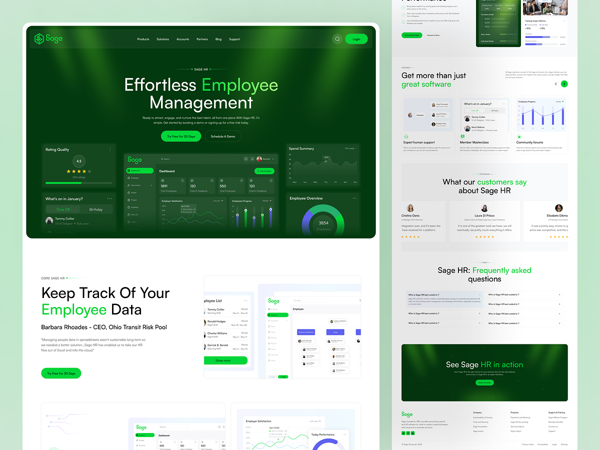 Sage HR – Employee Management SaaS Website UI/UX Design