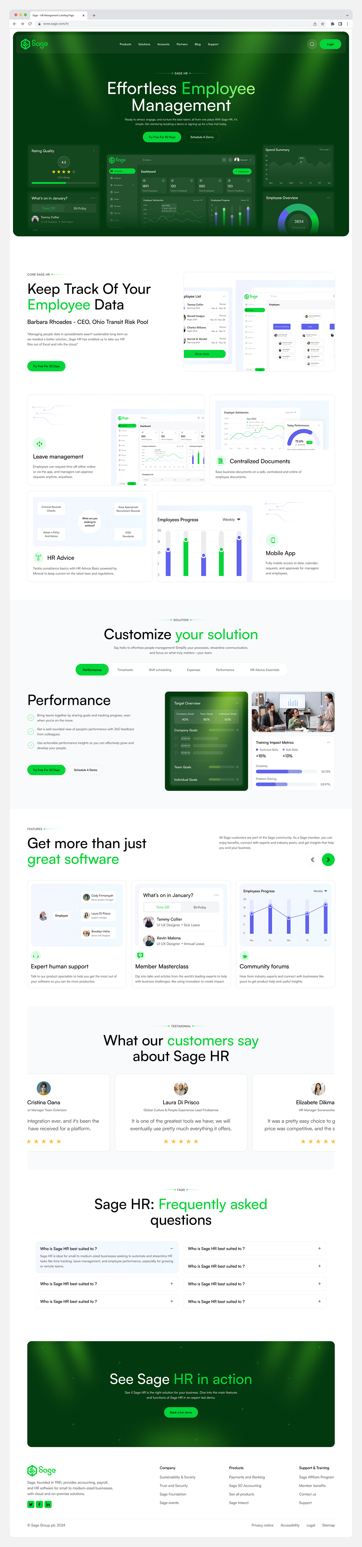 Sage HR – Employee Management SaaS Website UI/UX Design Image 1
