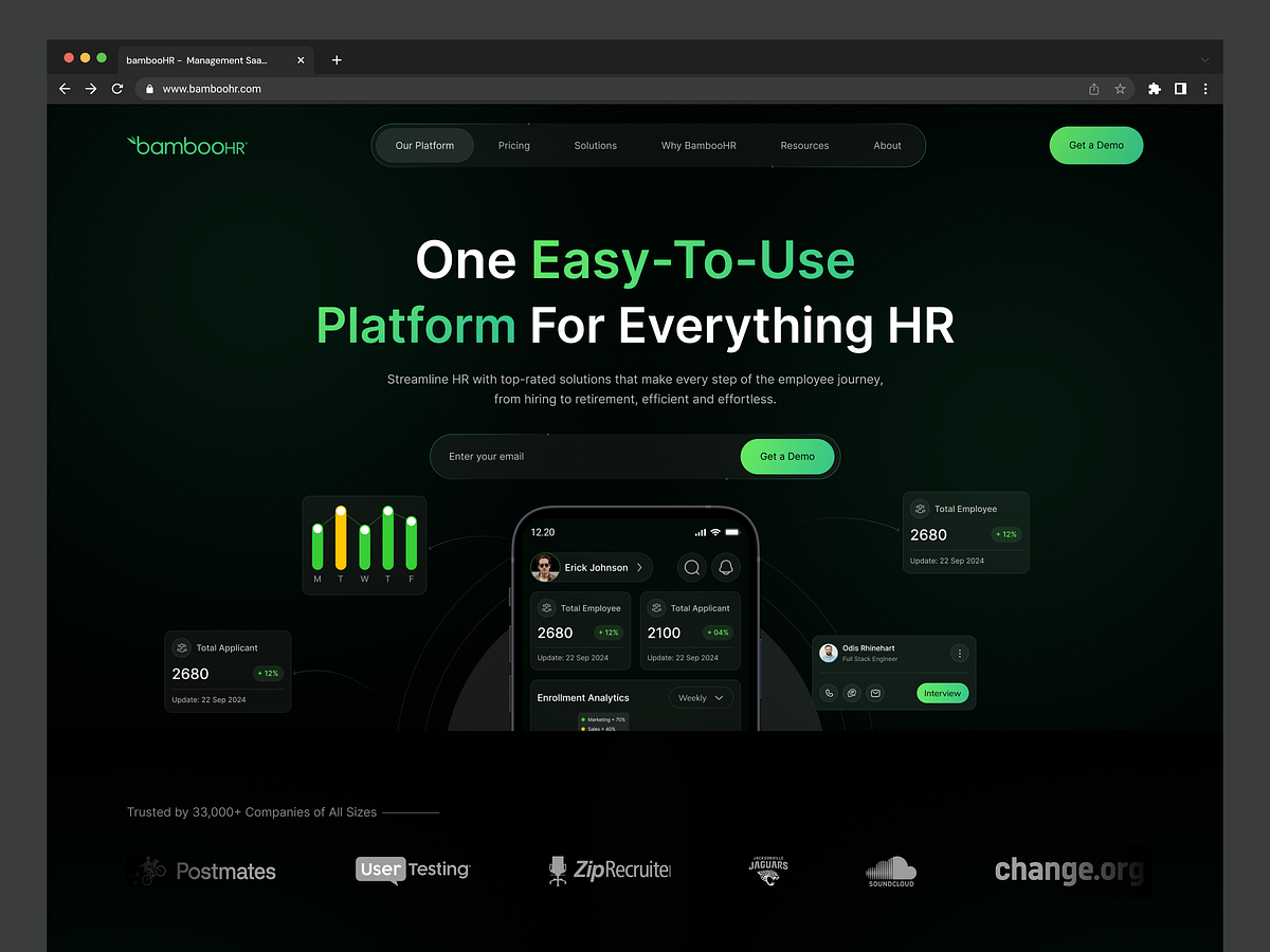 HR Management SaaS Landing Page