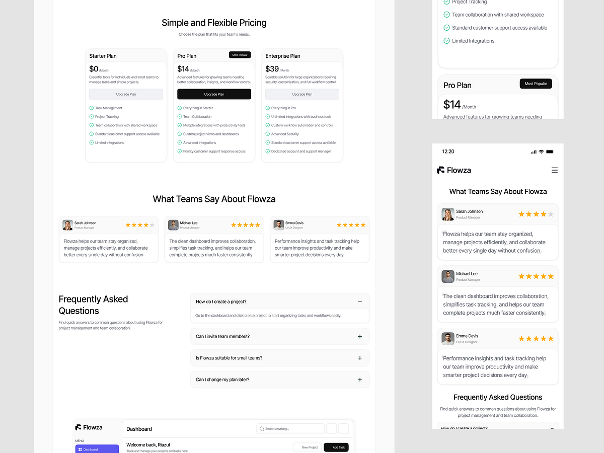Flowza – SaaS Project Management Landing Page Responsive Image 3